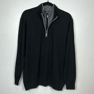 Gianni Marcelo Fine Merino Wool Blend 1/4 Zip Double Mock Neck Size XL